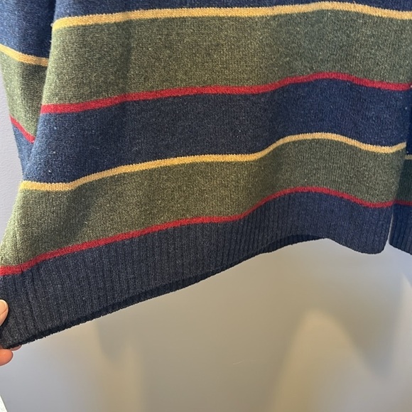 Lands End Men’s Lambswool Crewneck Striped Sweater Size Medium - Picture 7 of 8